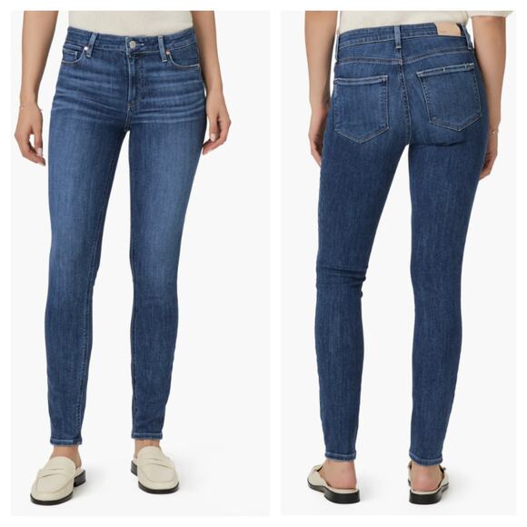 [Paige] Hoxton Ultra Skinny Mid Rise Medium Wash Stretch Woodrow Jeans Size 27 - Picture 1 of 12